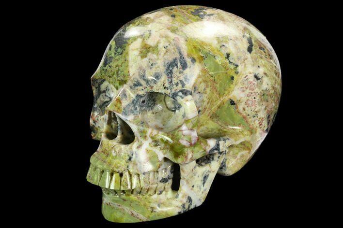 Realistic, Polished Yellow Turquoise Jasper Skull #127643